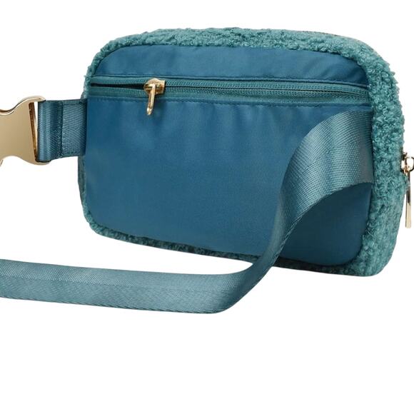 VNVM Sherpa Belt Bag, Fleece Fanny Packs Green Waist Bag w/ Adjustable Strap New - Picture 6 of 12